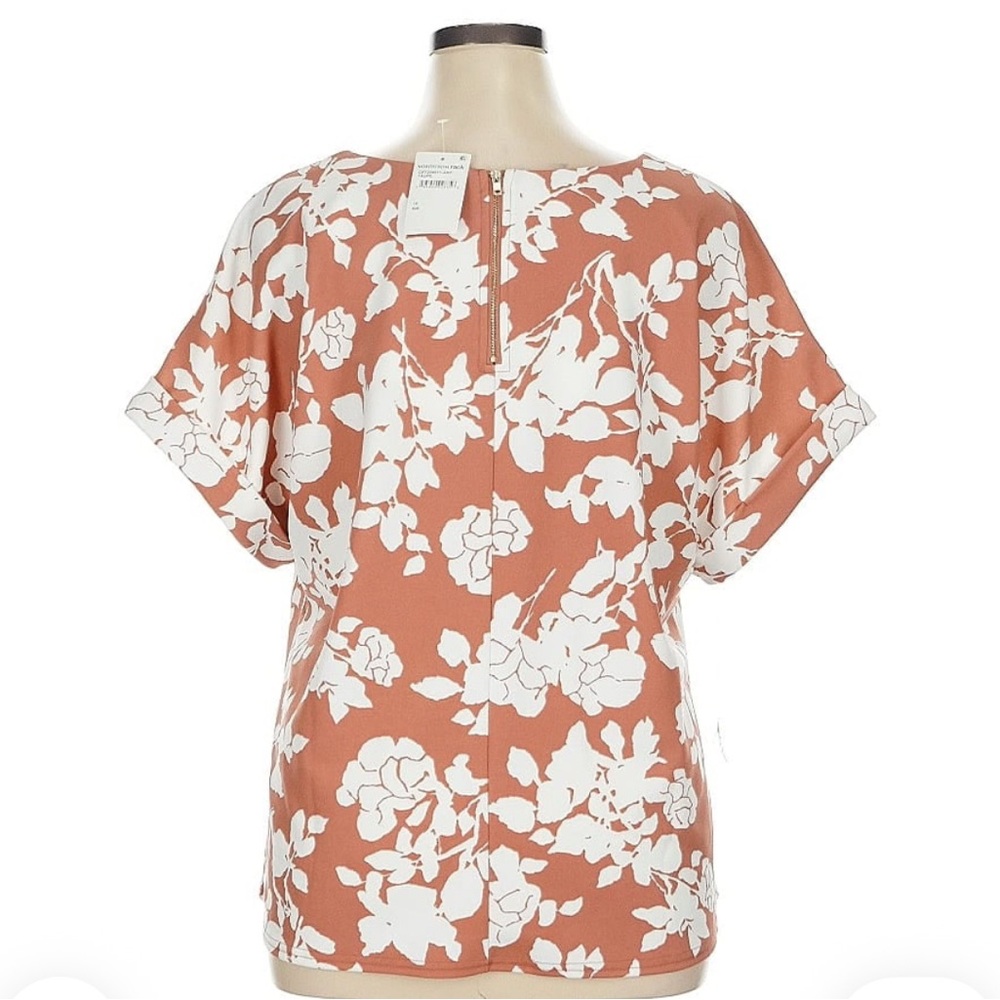 MELLODAY Floral V-Neck Blouse - White and Brown - Picture 2 of 7
